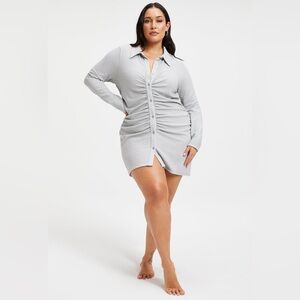 Good American Sparkle Ruched Mini Dress Silver Metallic XL (Good American 4) NWT